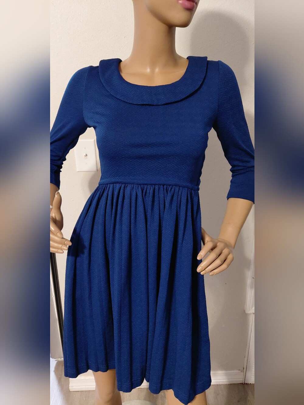 Modcloth Royal Blue Fit-and-Flare Dress with Peter Pan Collar